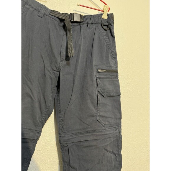 BC Clothing Mens Cargo Convertible Zip Off Camping Cargo Pants Size Large Belted - Picture 5 of 16